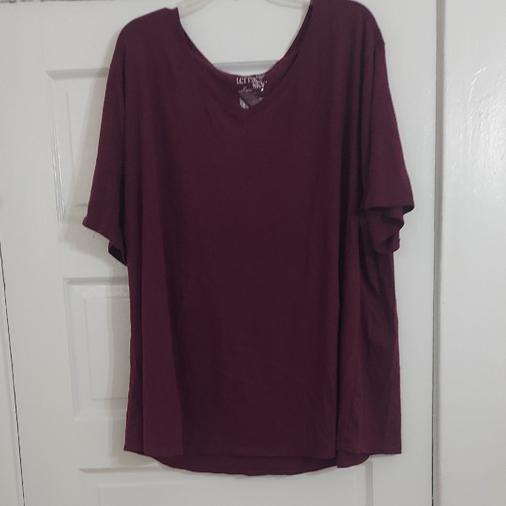 Terra & Sky Maroon Short Sleeve Top